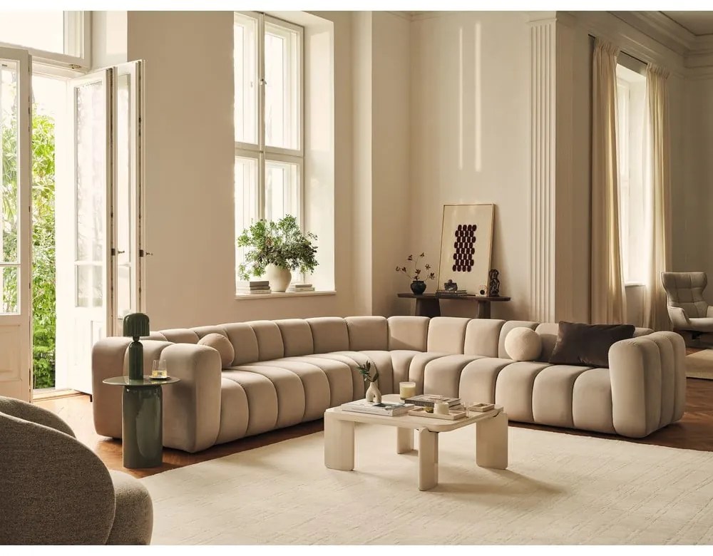 Modrá zamatová modulárna rohová pohovka Lupine – Micadoni