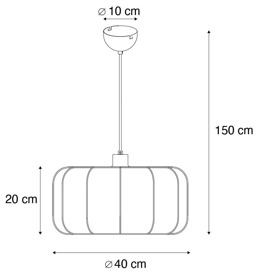 Japandi závesná lampa čierna s bielou 40cm - Madleine