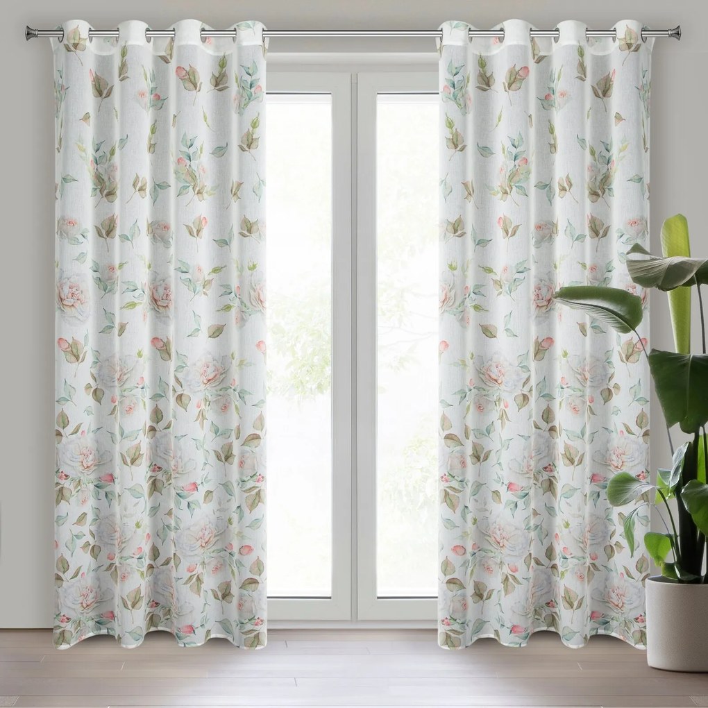 ZÁVES NA KRÚŽKOCH ROSA 1 140X250 CM VZOROVANÁ