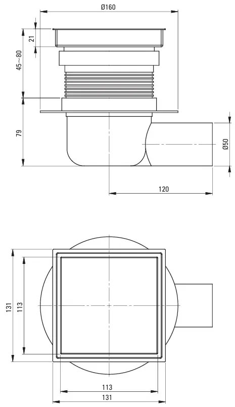 Deante Deante, bodový sprchový žľab s obojstranným roštom 130x130mm, zlatá matná, DEA-KOS_R01D