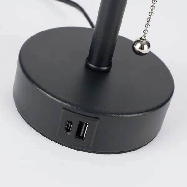 Brilagi - Stolová lampa s USB portom TABLON 1xE27/25W/230V čierna/béžová