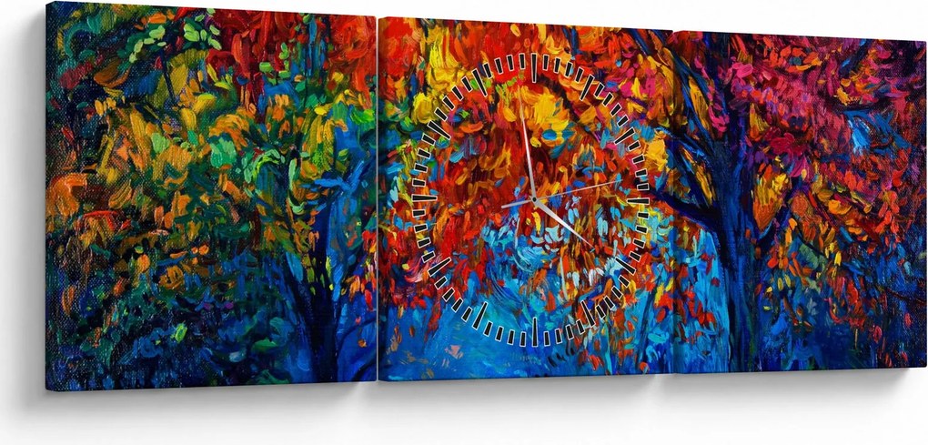 Obraz maľby prírody (s hodinami) (90x30 cm)
