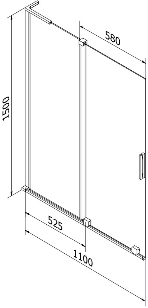 Mexen Velar L, 2-krídlová posuvná vaňová zástena 110 x 150 cm, 8mm číre sklo, biely profil, 896-110-003-01-20