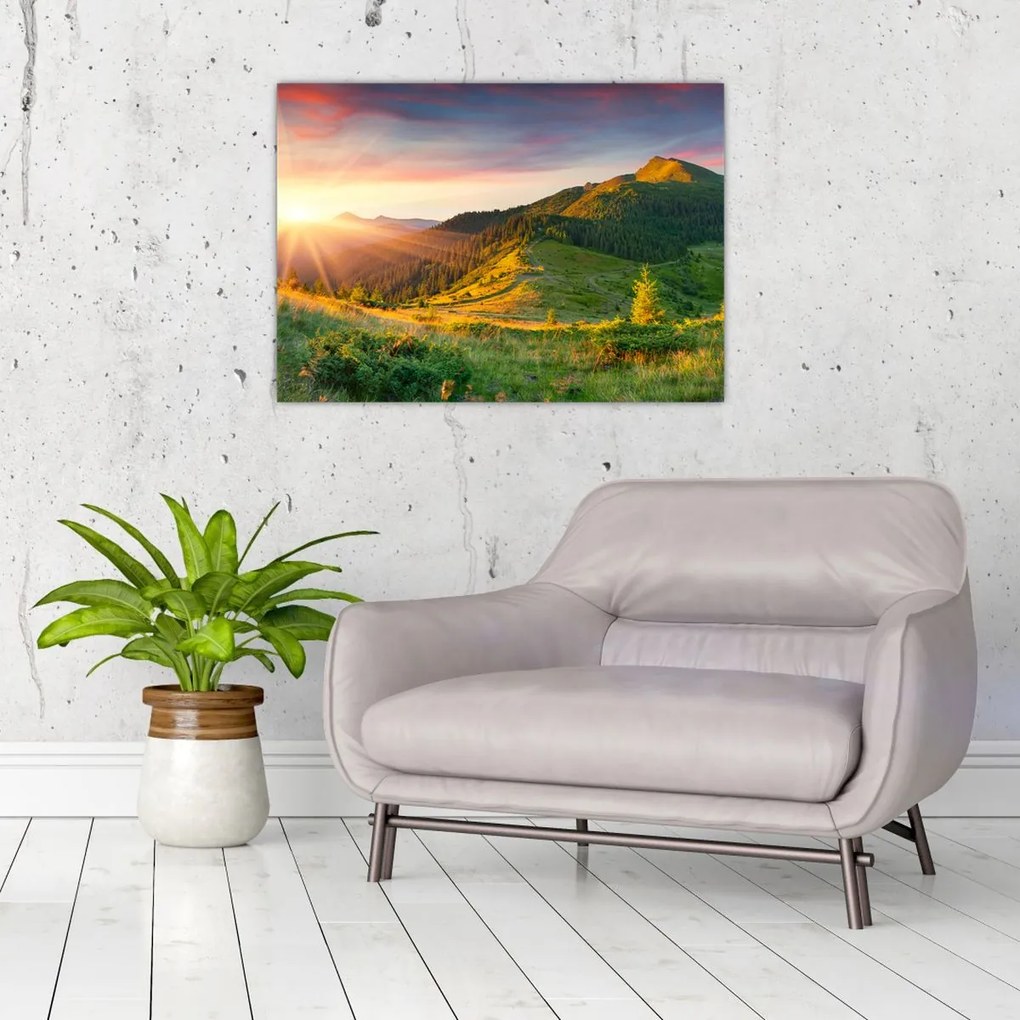 Sklenený obraz - Letná krajina (70x50 cm)