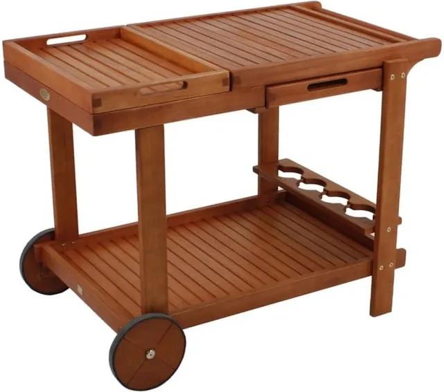 Záhradný servírovací vozík s 2 podnosmi z eukalyptového dreva ADDU Hayward