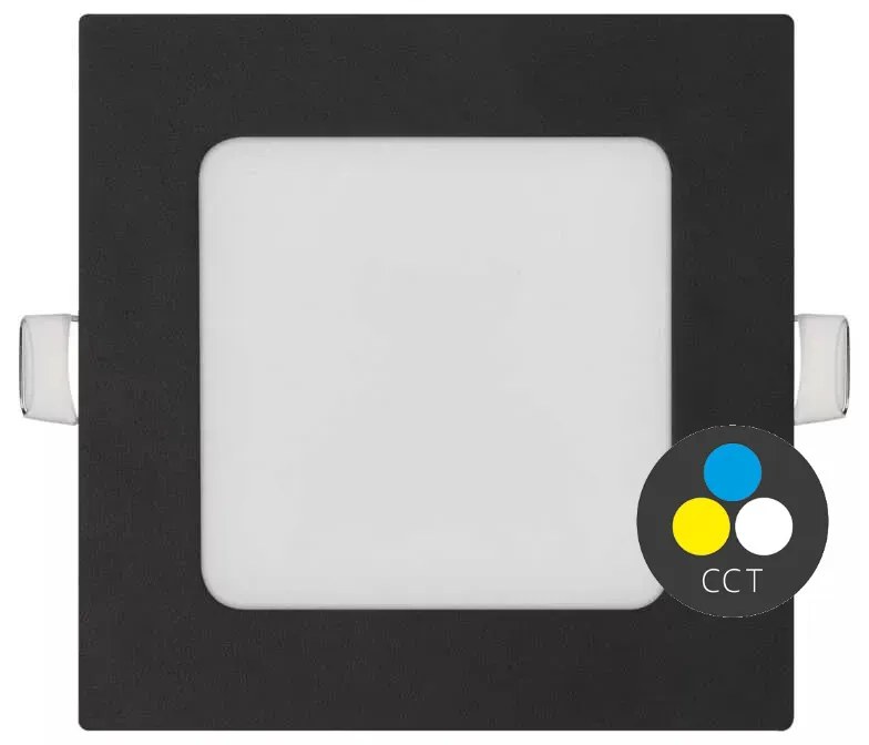 EMOS Čierny vstavaný LED panel hranatý 120 x 120mm 7W CCT Premium ZD2323
