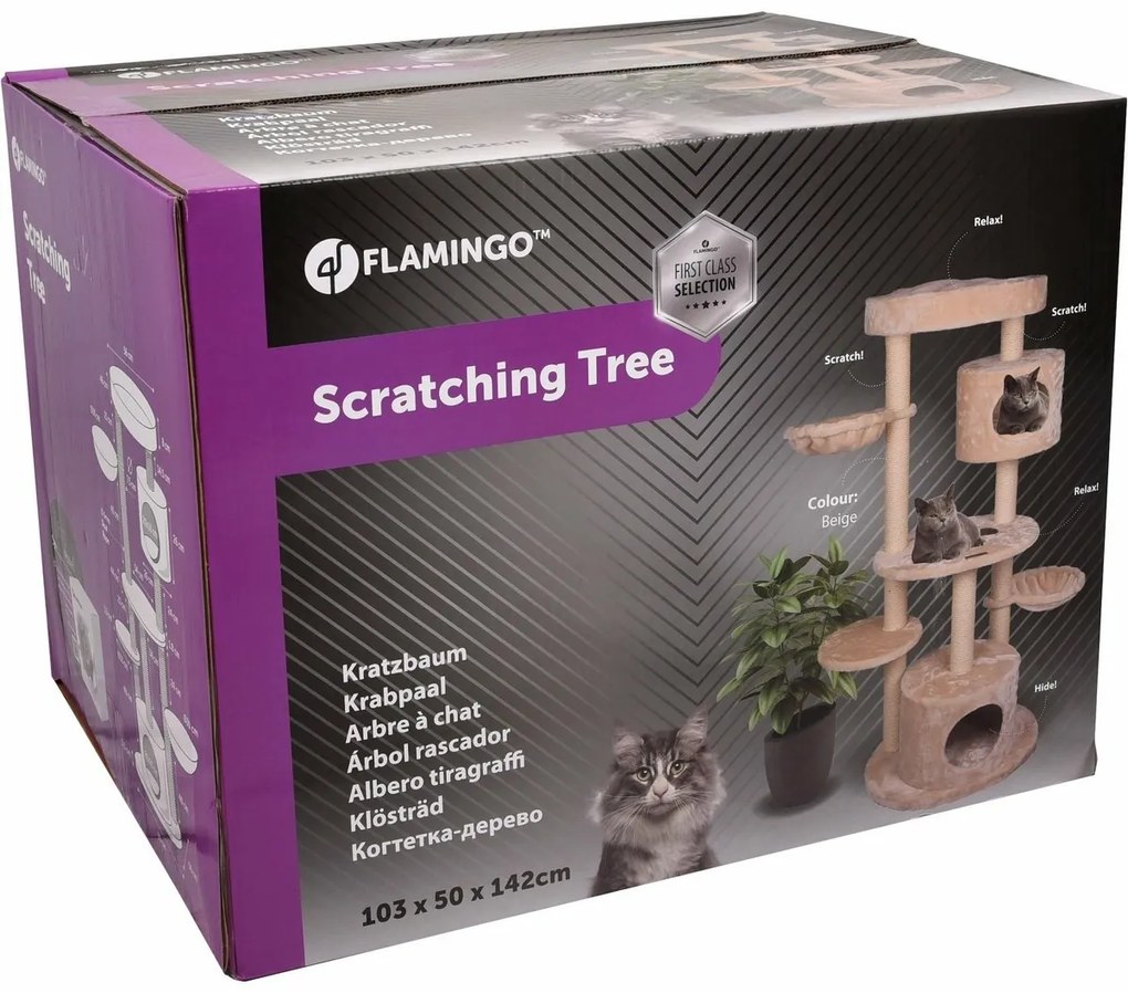 Flamingo Škrabadlo pre mačky INGA, béžová, 103 x 50 x 142 cm