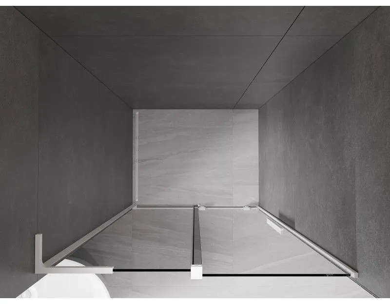 Mexen Velar L, posuvné sprchové dvere do otvoru 100 cm, 8mm šedé sklo, biela matná, 871-100-003-41-20