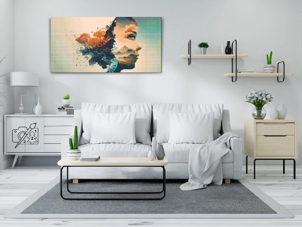 Gario Diamantové maľovanie Tvár, hora, strom Rozmery: 40 x 80 cm, Rámovanie: Iba zrolované plátno