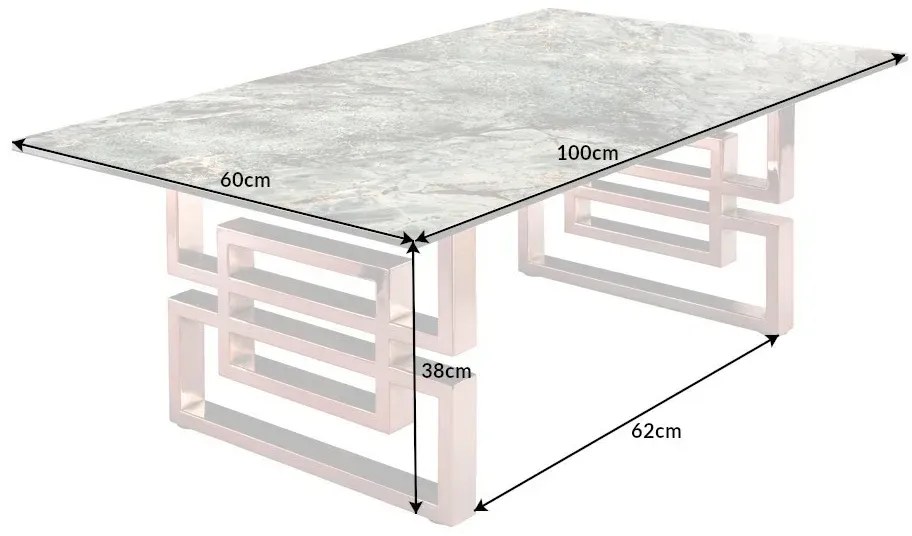 Invicta Interior - Dizajnový konferenčný stolík ATLANTIS 100 cm, tyrkysová keramika v mramorovom vzhľade