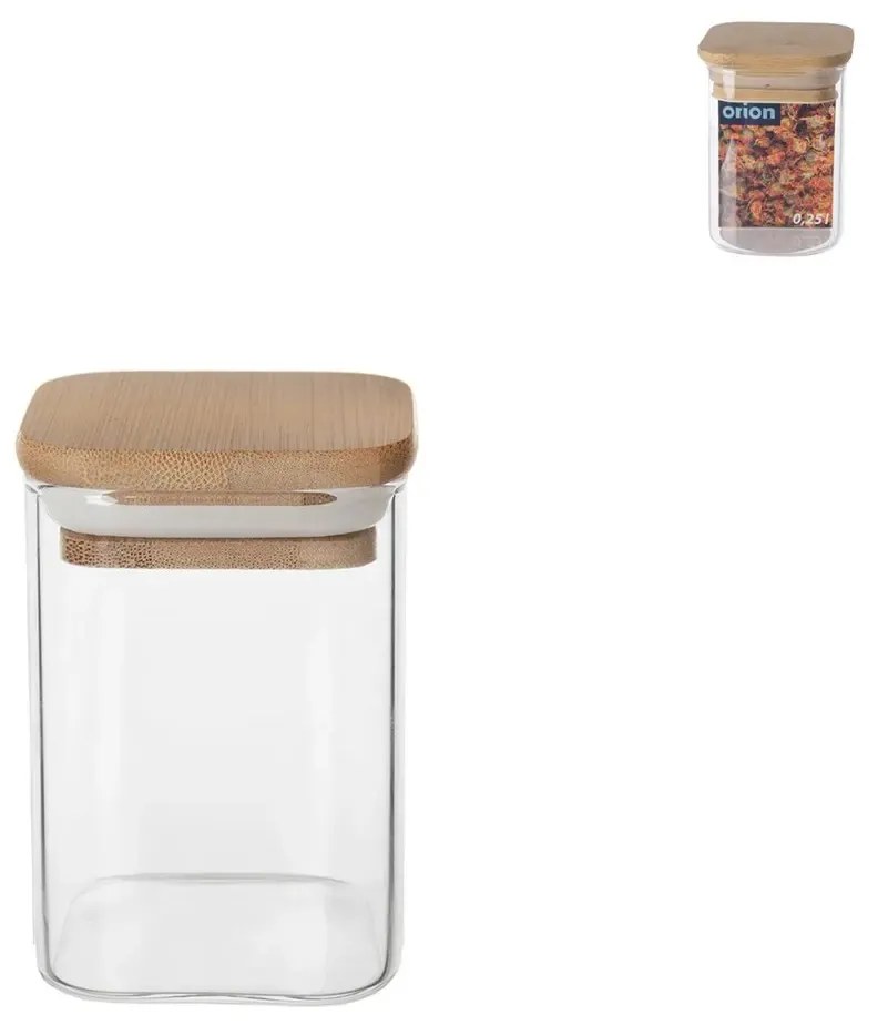 Orion Sada 6ks koreničiek, sklenené hranaté s bambusovým viečkom, CUBE 6 x 200ml