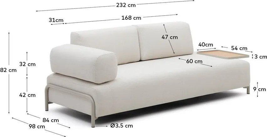 Béžová pohovka 232 cm Compo – Kave Home