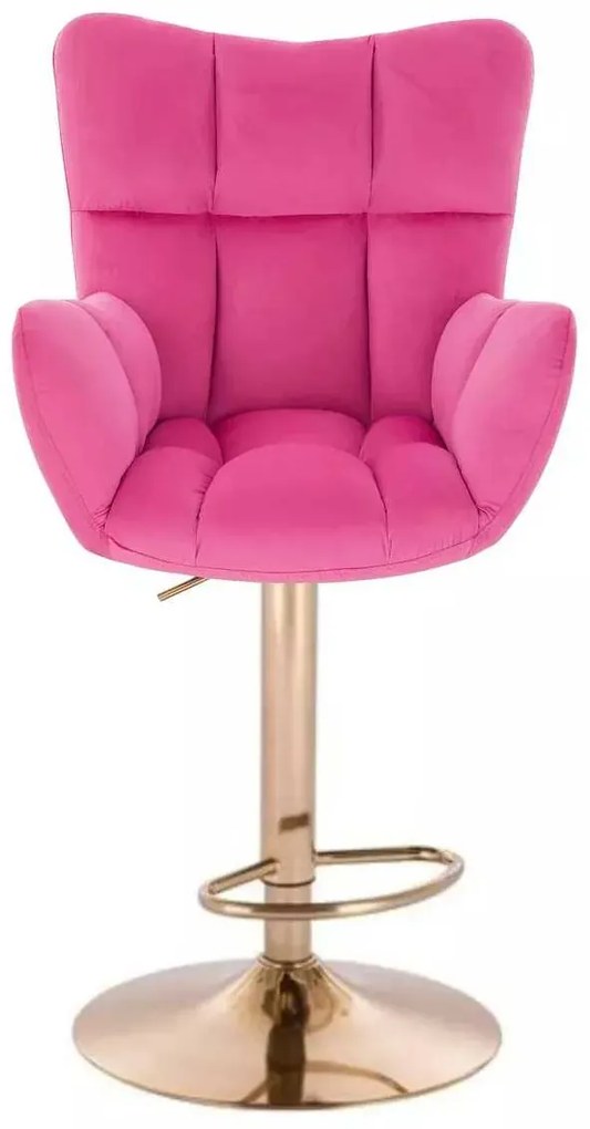 LuxuryForm DESIGN Barové kreslo AURORA VELUR na zlatom tanieri - tmavoružové
