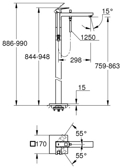 GROHE 23672001 - Vaňová batéria EUROCUBE 298 mm lesklý chróm