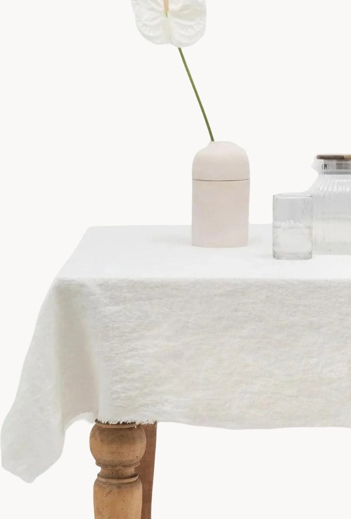 Ľanový obrus so strapcami White