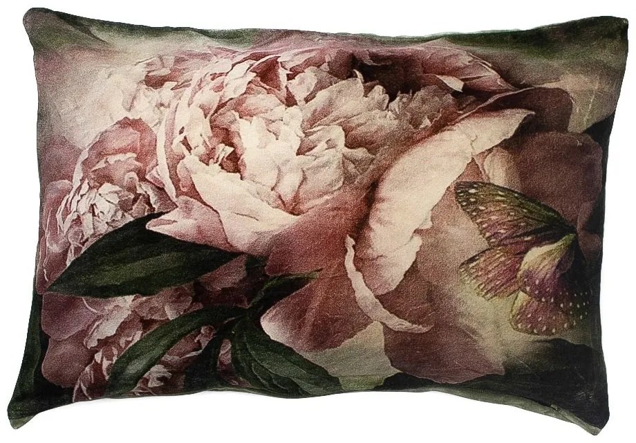 Veliký zamatový vankúš očarujúce motýľ na pivonke - 40 * 60 * 15cm