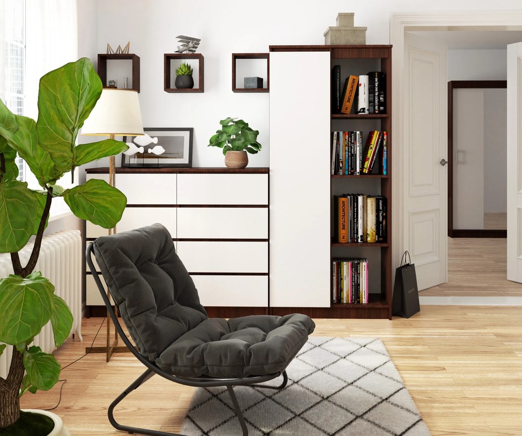 Regál Rehana II (wenge + biela). Akcia -19%. Vlastná spoľahlivá doprava až k Vám domov. 1069805