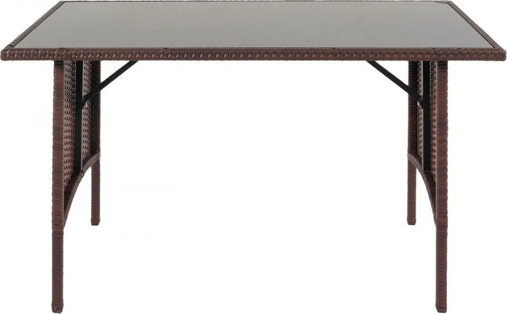Polyratanový jedálenský stôl HWC-G16, 112x60cm - hnedá