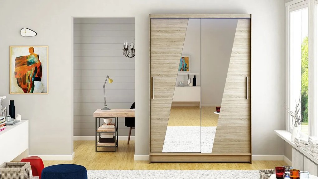 Posuvná skriňa Ada VIII, Farby: kašmír, Osvetlenie: osvetlenie LED RGB - farebné
