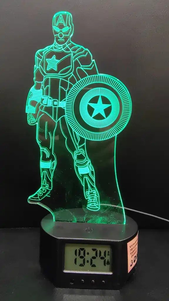 3Dmix 3DL-CRK035 – 3D LED nočná lampa - Kapitán Amerika (Captain America) (Crack základňa)