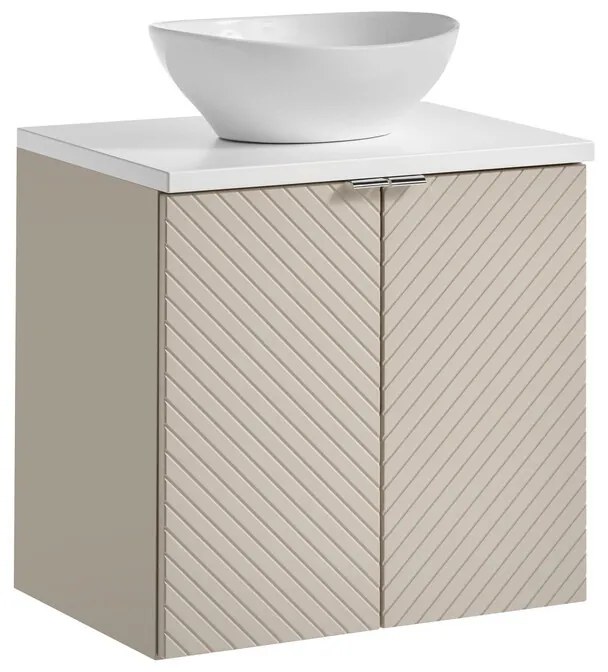 Závesná skrinka Viva Cashmere Lola II s doskou a umývadlom 60 cm kašmírová/biela