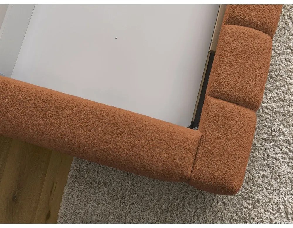 Oranžová čalúnená dvojlôžková posteľ s úložným priestorom s roštom 180x200 cm Denali – Bobochic Paris