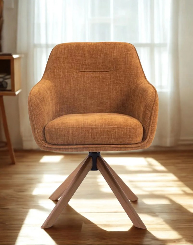 Otočná jedálenská stolička Avola – škoricová, drevené nohy (53250002)