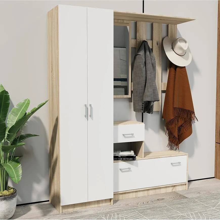 Predsieňový nábytok Cora sonoma/biela matná