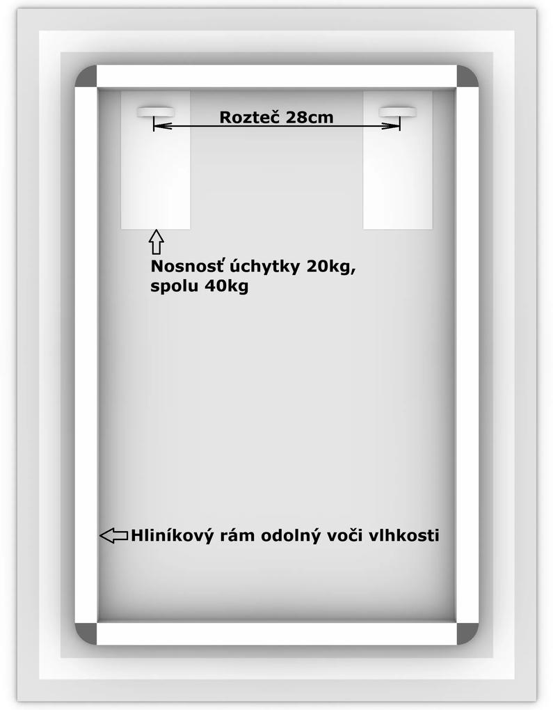 LED zrkadlo Moderna 60x80cm studená biela - diaľkový ovládač Farba diaľkového ovládača: Čierna