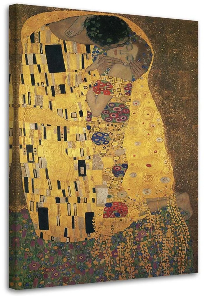 Obraz na plátně REPRODUKCE Gustav Klimt - Polibek - 80x120 cm