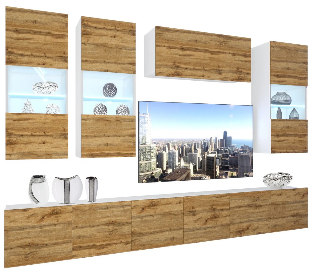 Obývacia stena Belini Premium Full Version dub wotan + LED osvetlenie Nexum 85