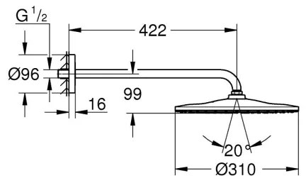 GROHE 26558000 - Sada s hlavovou sprchou RAINSHOWER MONO 310, 422 mm, lesklý chróm