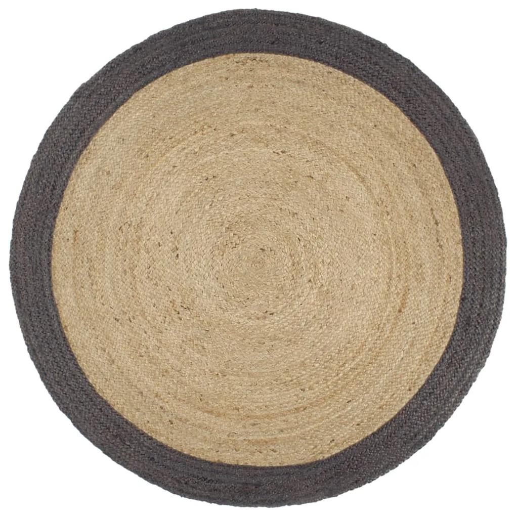 Ručne vyrobený jutový koberec s tmavosivými okrajmi 210 cm