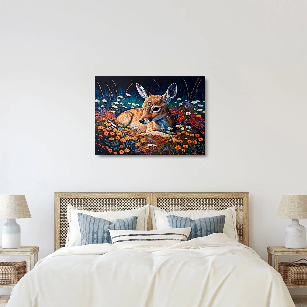 Sklenený obraz - Maľované srne (70x50 cm)