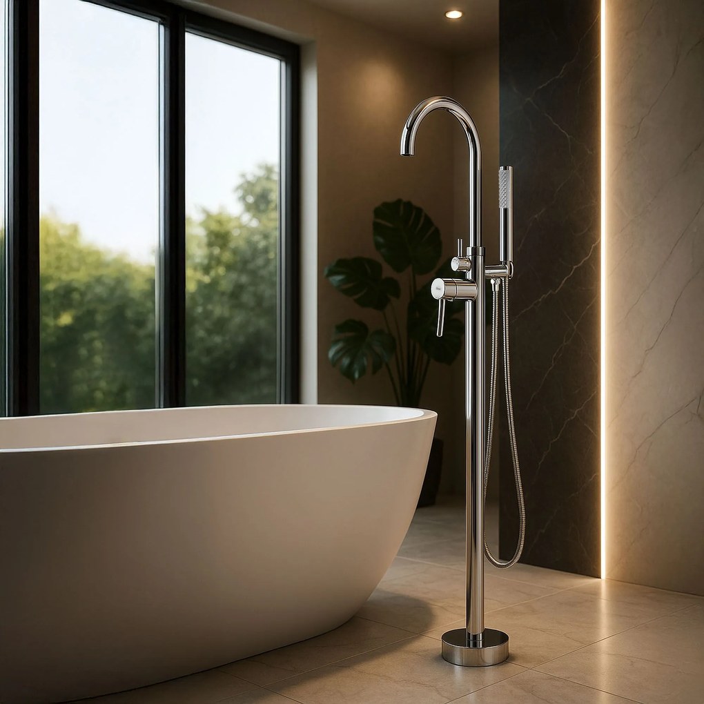 Rea Lungo, voľne stojaca batéria h-1105, chrómová, REA-B7497