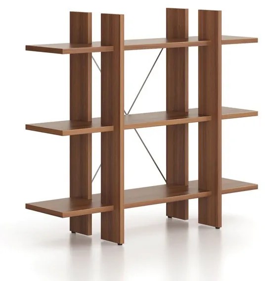Kancelársky regál nízky krátky SOLID, 1250 x 400 x 1075 mm, orech