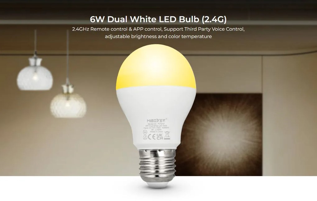 LED Solution Mi-Light MiBoxer RF LED žiarovka CCT 6W E27 FUT017