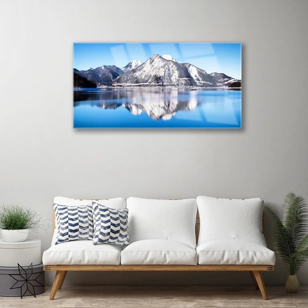 Obraz na akrylátovom skle Jazero hory príroda 100x50 cm