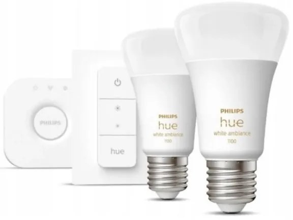 Základná sada Philips Hue WHITE AMBIANCE 2xE27/8W/230V + zariadenie k prepojeniu