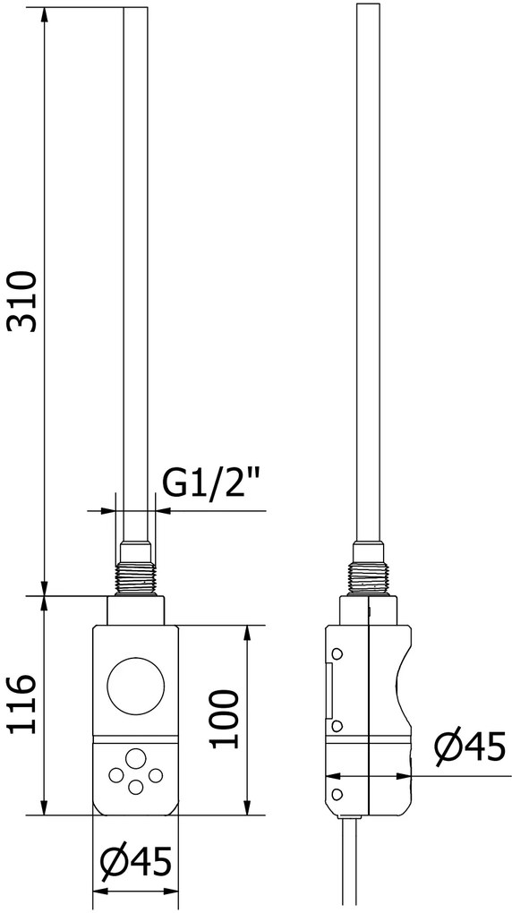 Mexen Mars, elektrické vykurovacie teleso 900x500 mm + vykurovacia tyč 300 W, chrómová, W110-0900-500-2300-01