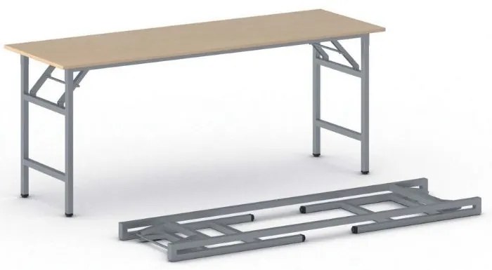 Konferenčný stôl FAST READY, 170x50 cm, sivostrieborná podnož, buk