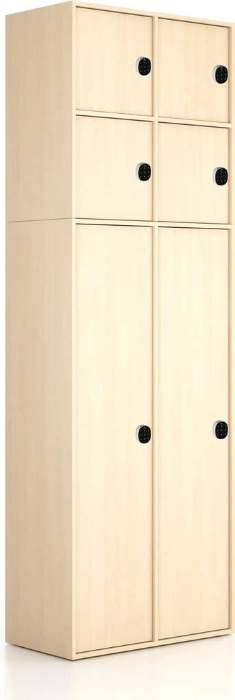 Nadstavba pre skrine FRAME, 4x dvere, 872 x 450 x 854 mm, kódový zámok, breza