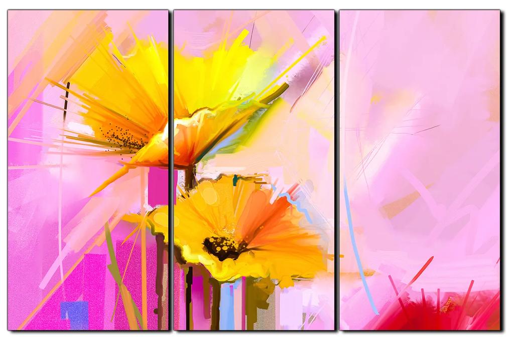 Obraz na plátne - Abstraktná maľba, jarné kvety reprodukcia 1269B (135x90 cm)