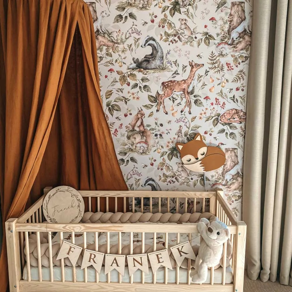 Tapeta roztomilé lesné zvieratá svetlé 280x100cm