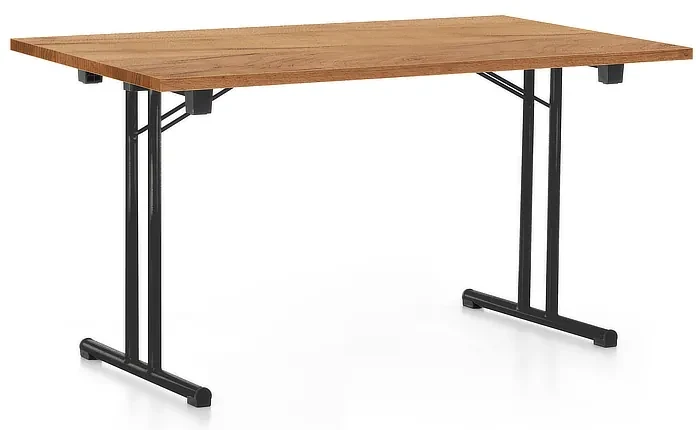 Skladací stôl 140 x 80 cm, čierna podnož, dub kraft