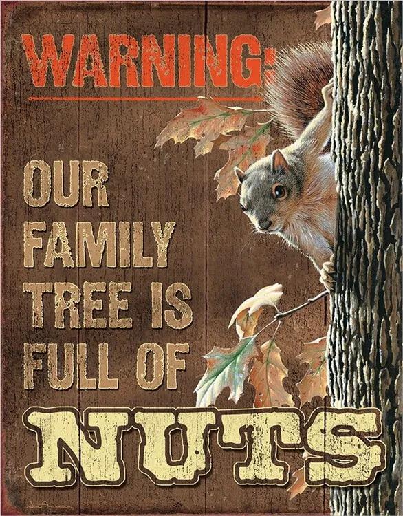 Plechová ceduľa Family Tree - Nuts, (32 x 41 cm)