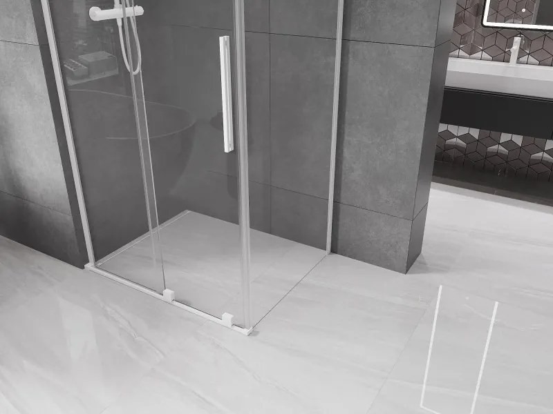 Mexen Velar L, sprchový kút s posuvnými dverami 90 x 75 cm, 8mm číre sklo, biela matná, 871-090-075-03-20