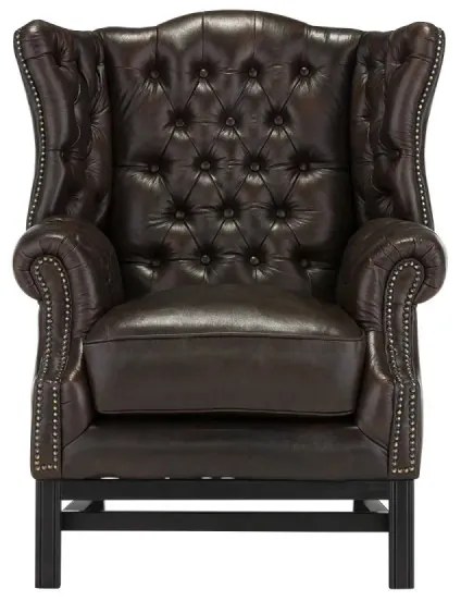 furniture-nabytek.cz - Masívne kreslo Chesterfield Kingsfield z pravej kože, hnedé – 89×79×104 cm