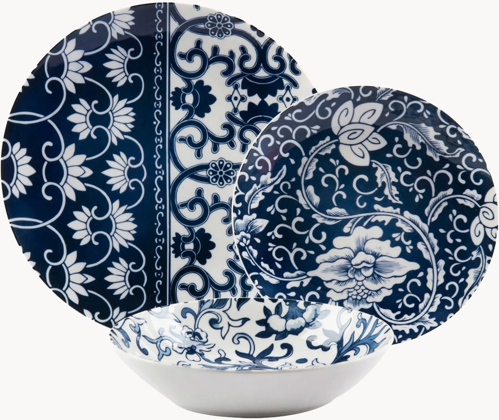 Porcelánová súprava riadu Blue Silk, 6 osôb, 18 ks