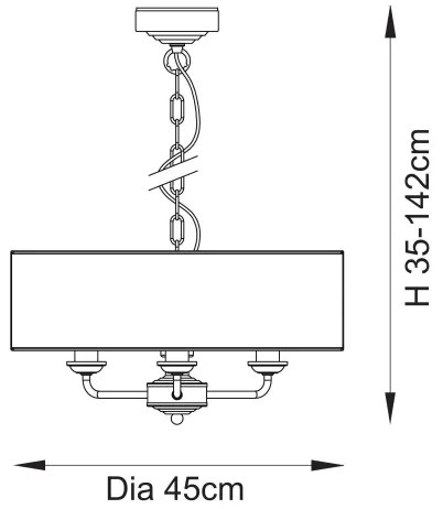 Endon 110723 - Luster na reťazi HIGHCLERE 3xE14/40W/230V béžová/mosadz